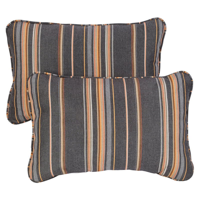 Alaris Striped Indoor/Outdoor Reversible Throw Pillow, 12" H x 24" W