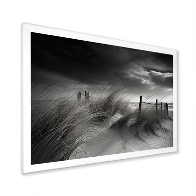Black And White Beach Scenery I - Coastal Beach Framed Wall Art
