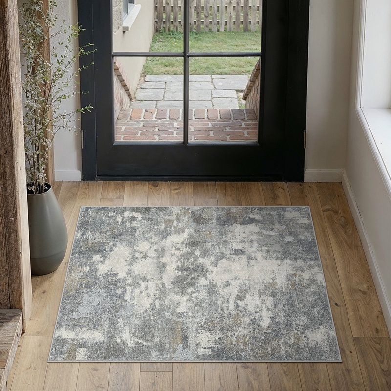 Tapis abstrait moderne Arden, Blue, Rectangle 2'3" x 2'9"