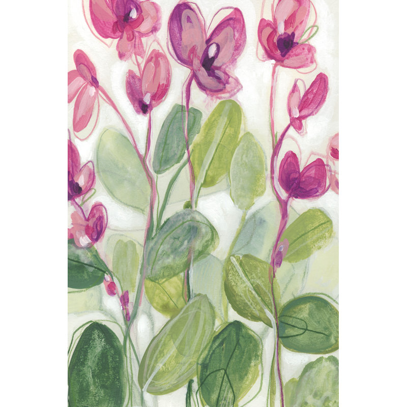 Cyclamen Fantasia I by June Erica Vess - Painting, 46cm H x 30cm W, Wrapped Canvas