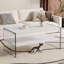 Double table basse rectangulaire. La surface du panneau est en panneau de fibres à densité moyenne avec des autocollants blancs et les deux côtés sont en verre trempé transparent. Convient au salon, à la chambre à coucher et à d'autres occasions.