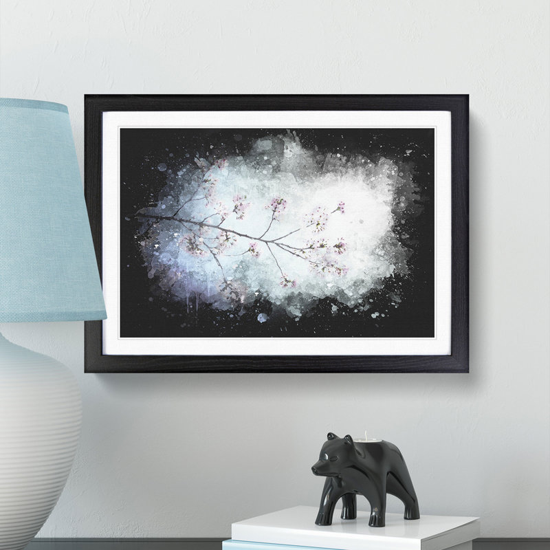 Pink Cherry Blossom Tree in Sunlight - Picture Frame Graphic Art Print, 33cm H x 45cm W x 2cm D, Black Framed