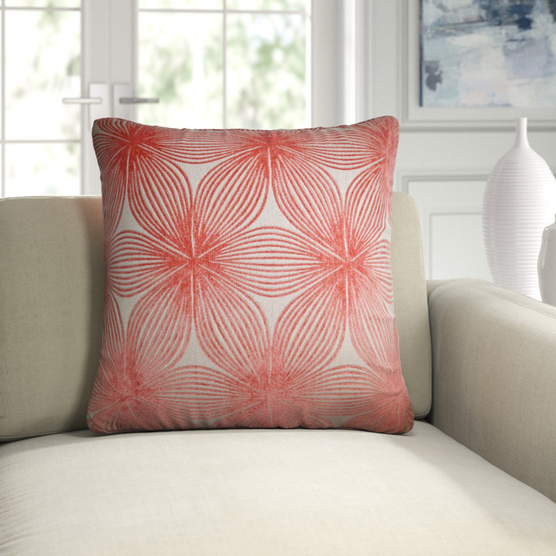 Ellery Square Pillow Cover & Insert, Coral, 22" H x 22" W