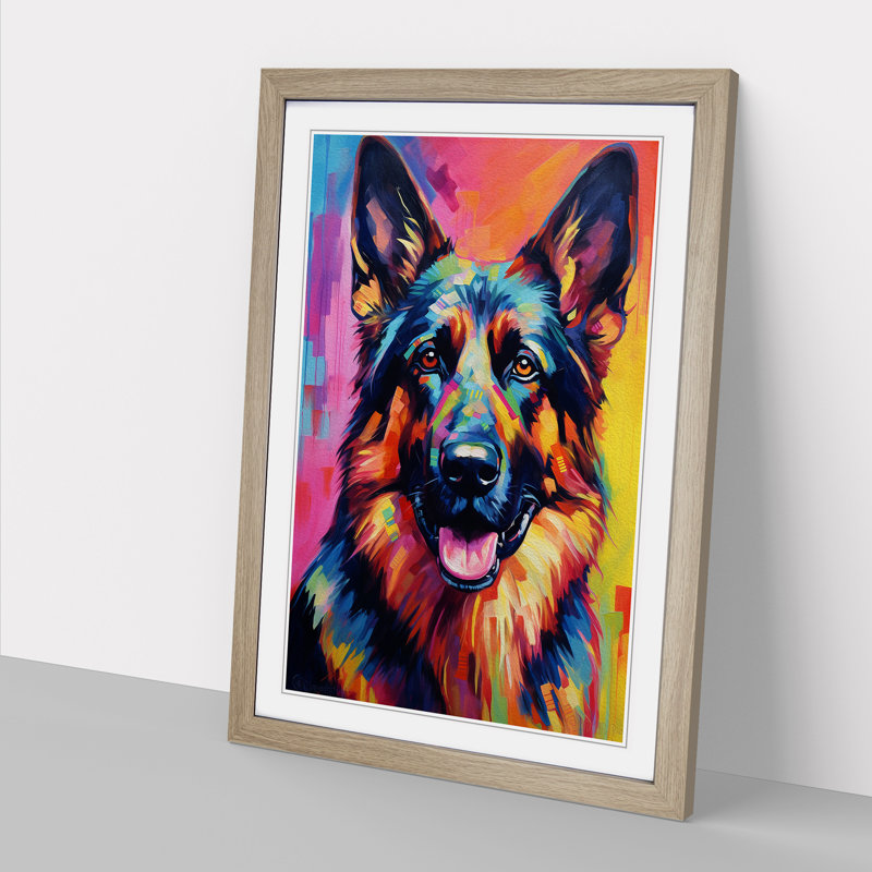 German Shepherd Informel - Framed Print, Oak Framed, 64cm H x 46cm W