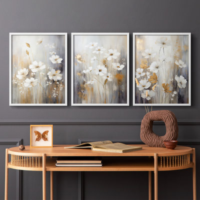Floral Study  Series  XCVI  -Set Of 3 Framed Giclee Prints -Ready to Hang