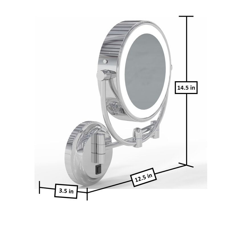 Miroir de maquillage lumineux à DEL, Chrome