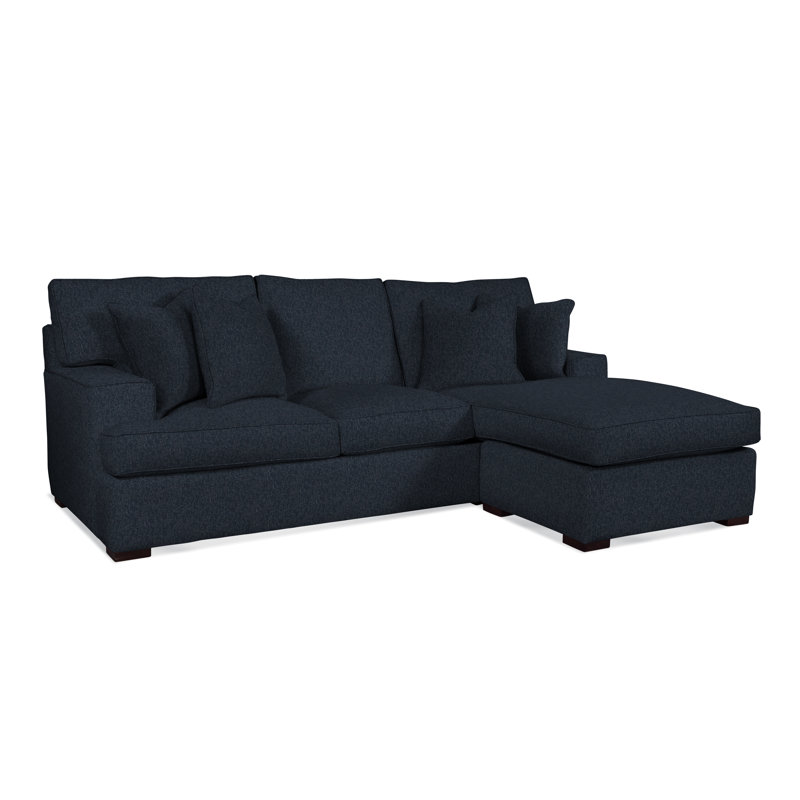 Sadie 97" Wide Reversible Sofa & Chaise with Ottoman, Java Finish, Navy Crypton Performance; 0822-61