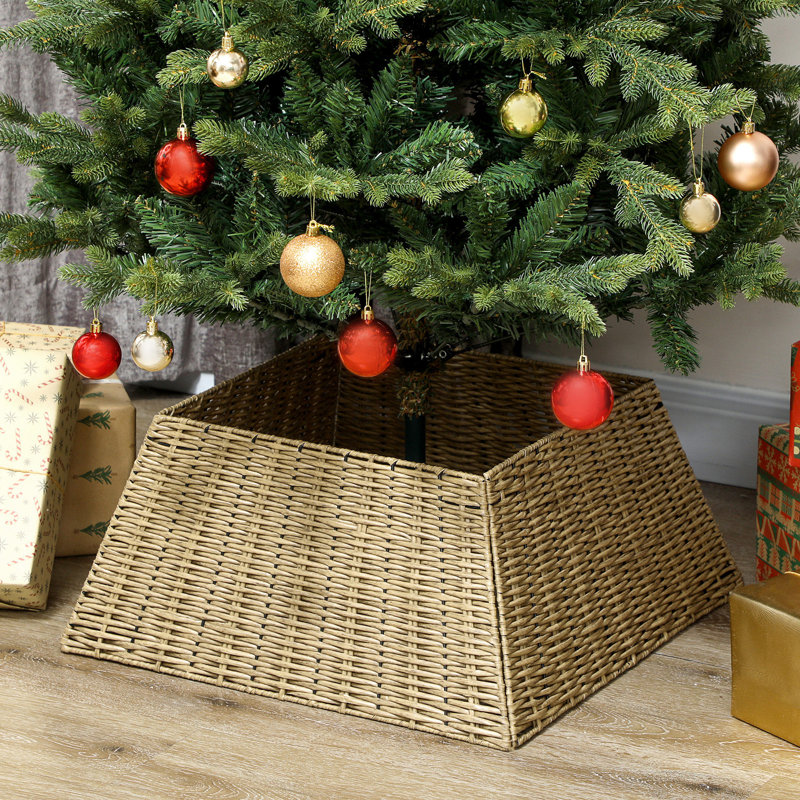 Collier d'arbre de Noël rustique, couvre-pied d'arbre en plastique