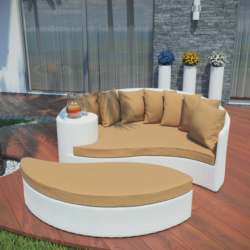 Lit de jour pour patio Modway, Moka, Blanc