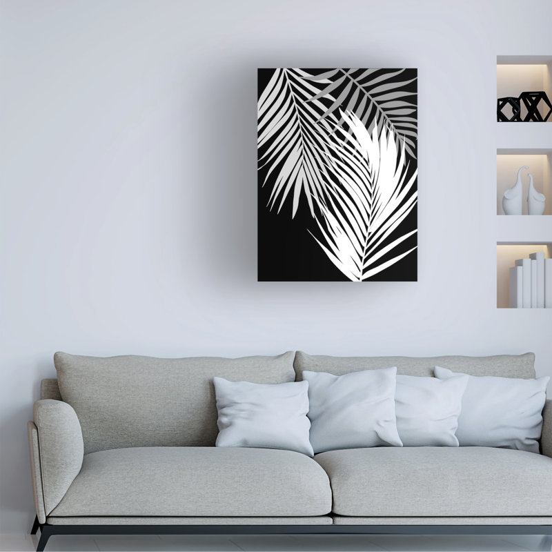 Art sur toile, tropique en noir et blanc II, H 14 po x l 19 po