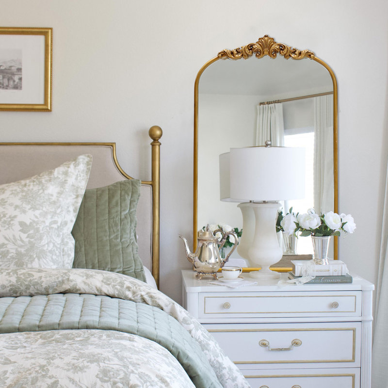 Baroque Style Metal Frame Wall Mirror, 35.8" x 24"