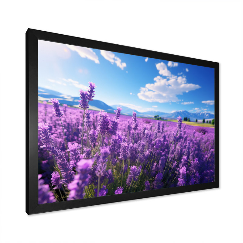 Brynnley fleurs sereine lavande II - impression, H 24 po x l 32 po x P 1 po, Cadre simple noir