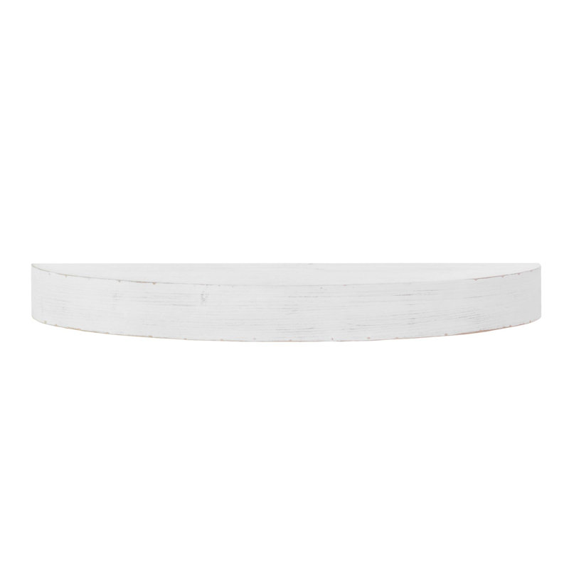 Grande tablette murale flottante ronde en bois ovale rustique - blanche, Blanc, H 3 po x l 28 po x P 8 po