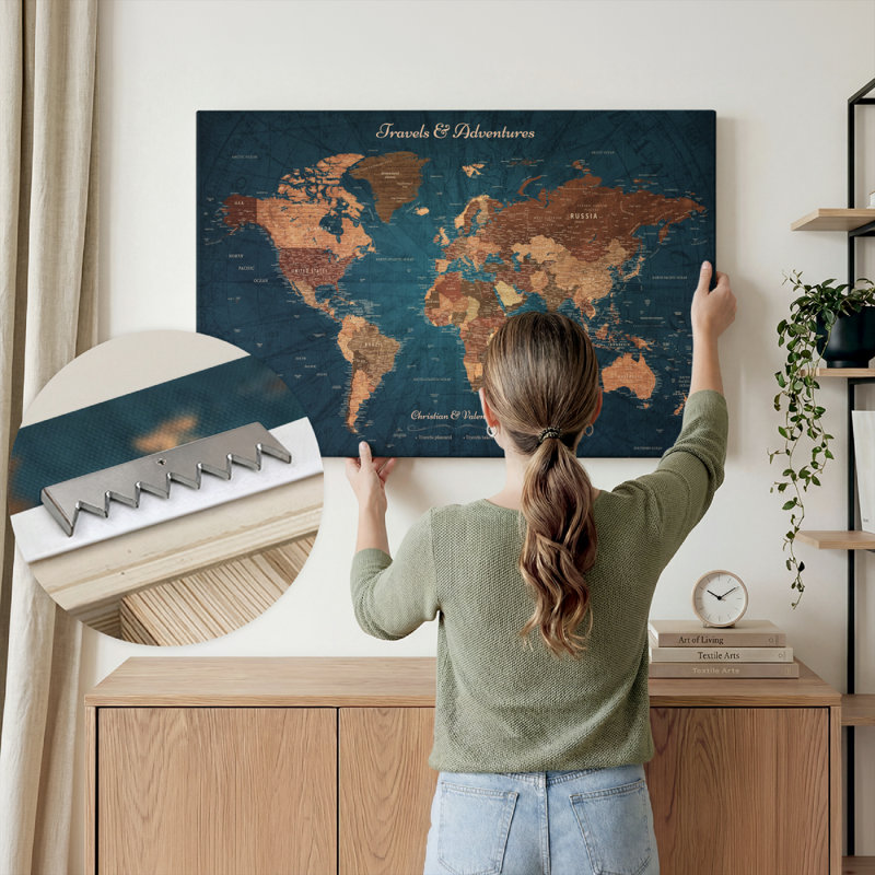 Voyage personnalisé «I Push Pin World Amitabh», H 26 po x l 39 po, Oui