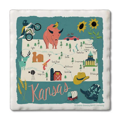 Kansas 4 Piece Tumbled Tile Coaster Set