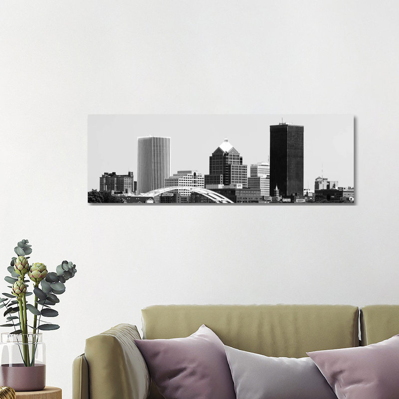 Rochester Skyline Cityscape - Wrapped Canvas Panoramic Print, 121.92 cm H x 40.64 cm W x 3.175 cm D