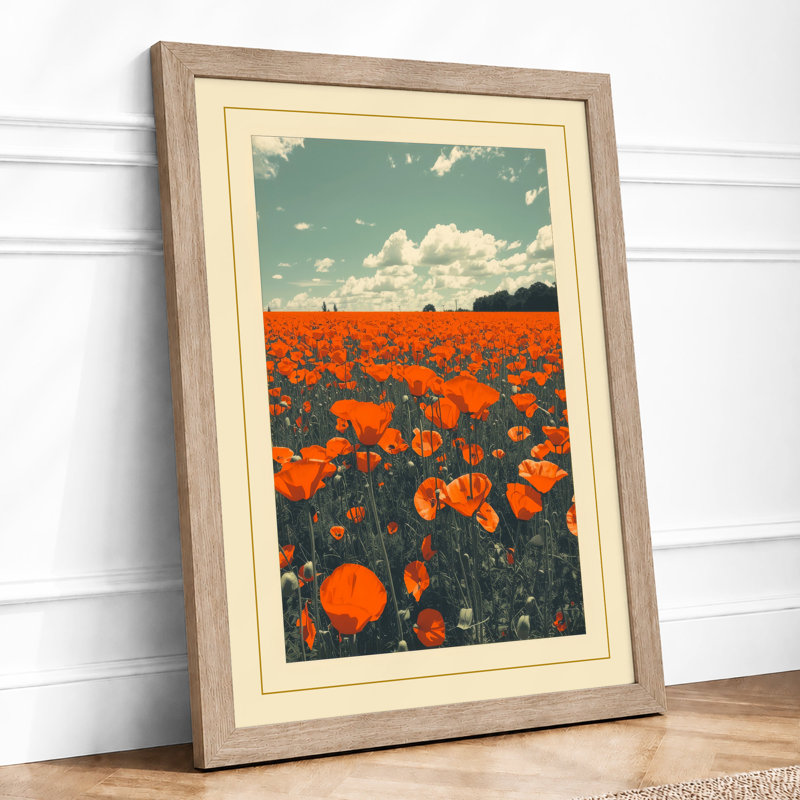 Wildflower Fields At Dusk Rustic - Print, Oak, A4 - 29.7 x 21.0 cm