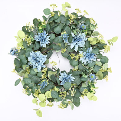 Handcrafted Faux 26'' Everyday Eucalyptus Dahlia Berry Wreath