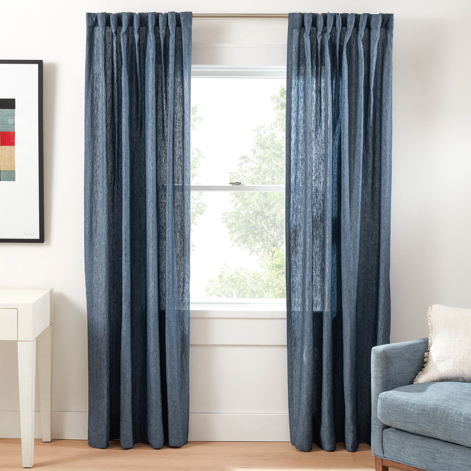 Jovi Linen Curtain Panel, 55" W x 63" L