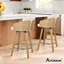 Swivel Upholstered Counter Stool with Solid Wood Frame-1155055378