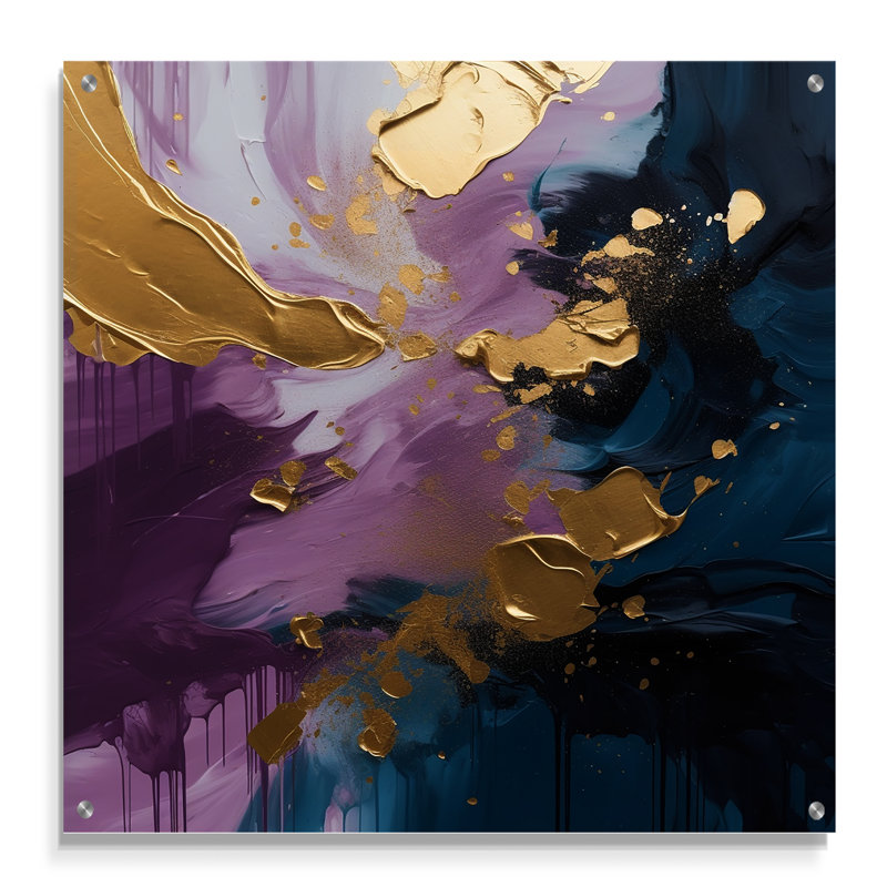 Mauve et bleu, réalités sur toile IV - peinture abstraite, art mural acrylique, H 16 po x l 16 po