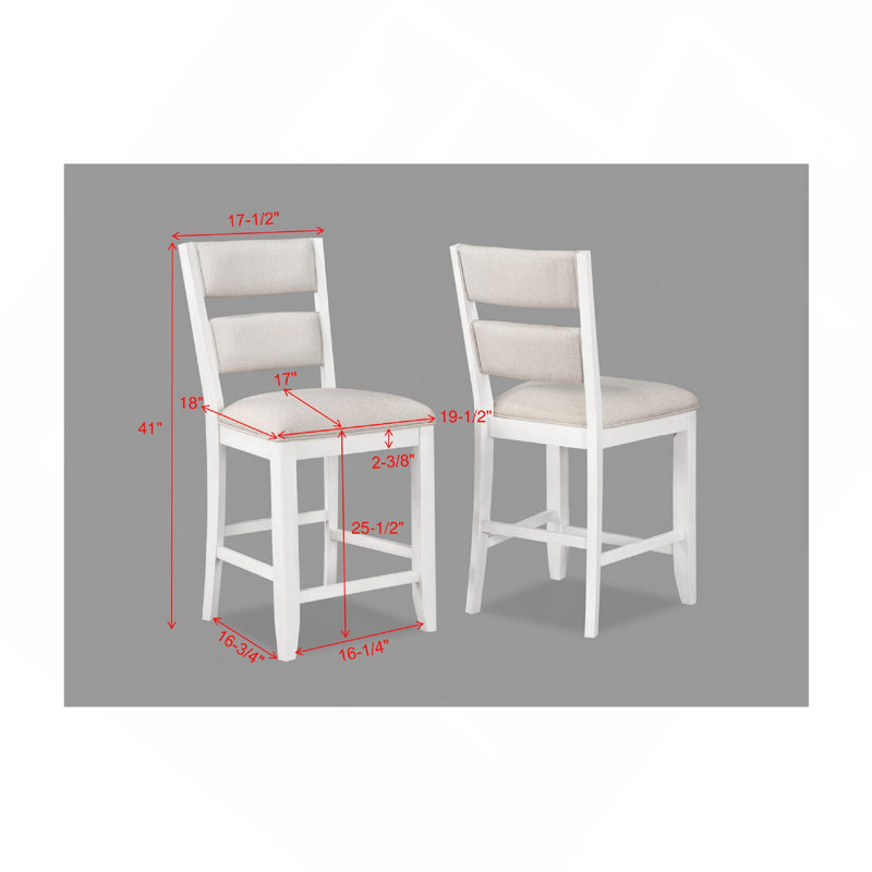 Ensemble de 2 pièces tabouret à hauteur de comptoir blanc, Beige, Blanc