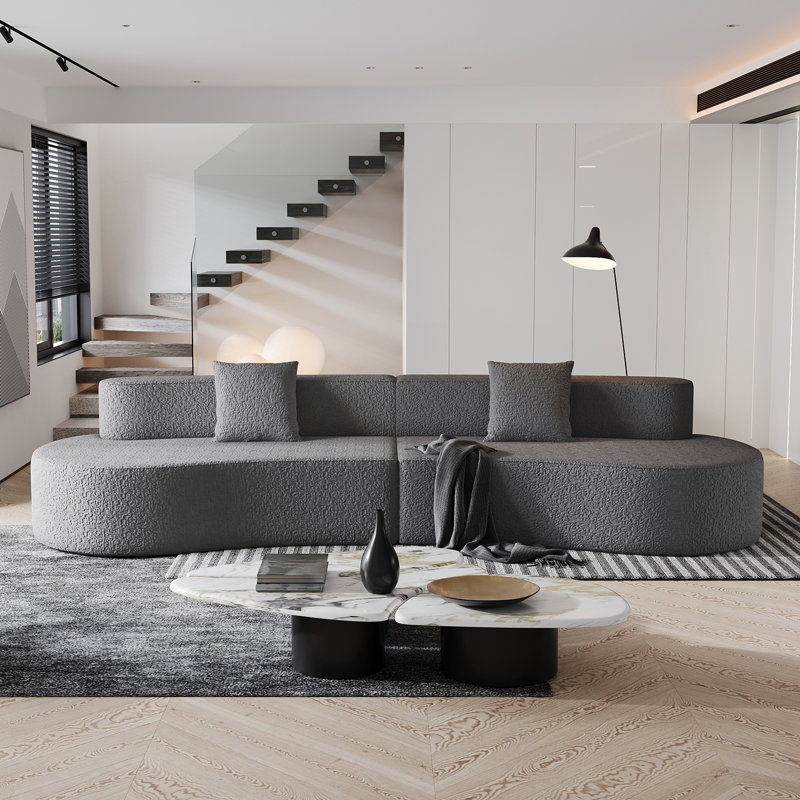 Canapé modulaire incurvé moderne 2 pièces 109 po 109 po, modulaire chenille modulaire pour le salon avec coussin modulaire 2