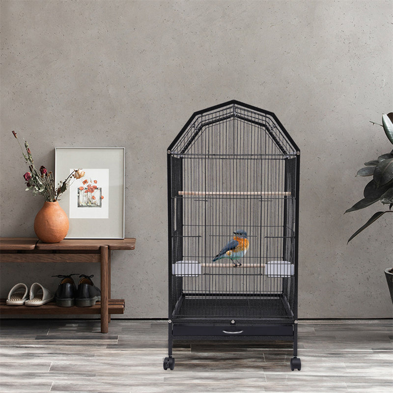 Brody-Lee 39.9" Iron Play Top Floor Bird Cage with Wheels