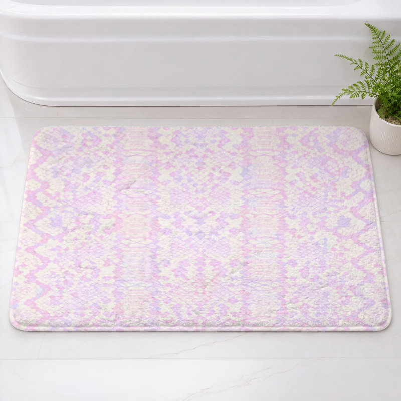 Tapis de bain à texture peau de serpent, 24in W x 17in L, Light Pink Light Purple