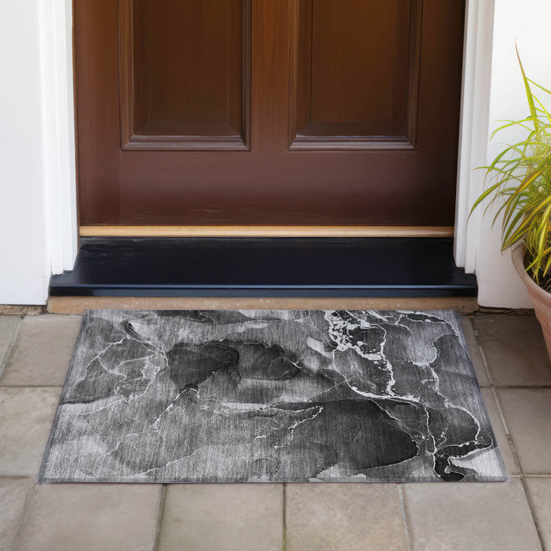 Kyrie Flatweave Washable Abstract Indoor / Outdoor Rug, Rectangle 1'8" x 2'6"