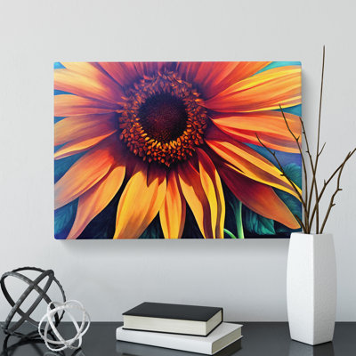 Contemporary Sunflower - Wrapped Canvas