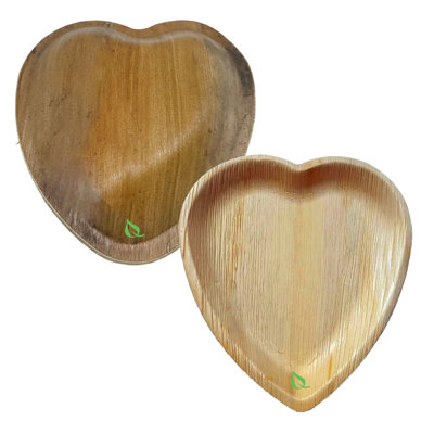  6 Inch Heart Shaped Palm Leaf Plates, Disposable Or Reusable Natural Plates, Compostable Heavy Duty Dinnerware For Valentines Day Parties, Weddings, Desserts And Catering (100)