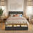Jabril Bed Frame with Upholstered Headboard and Storage Drawers, Metal Platform Bed Frame with Power Outlets and LED Lights-1391206632-1405412701