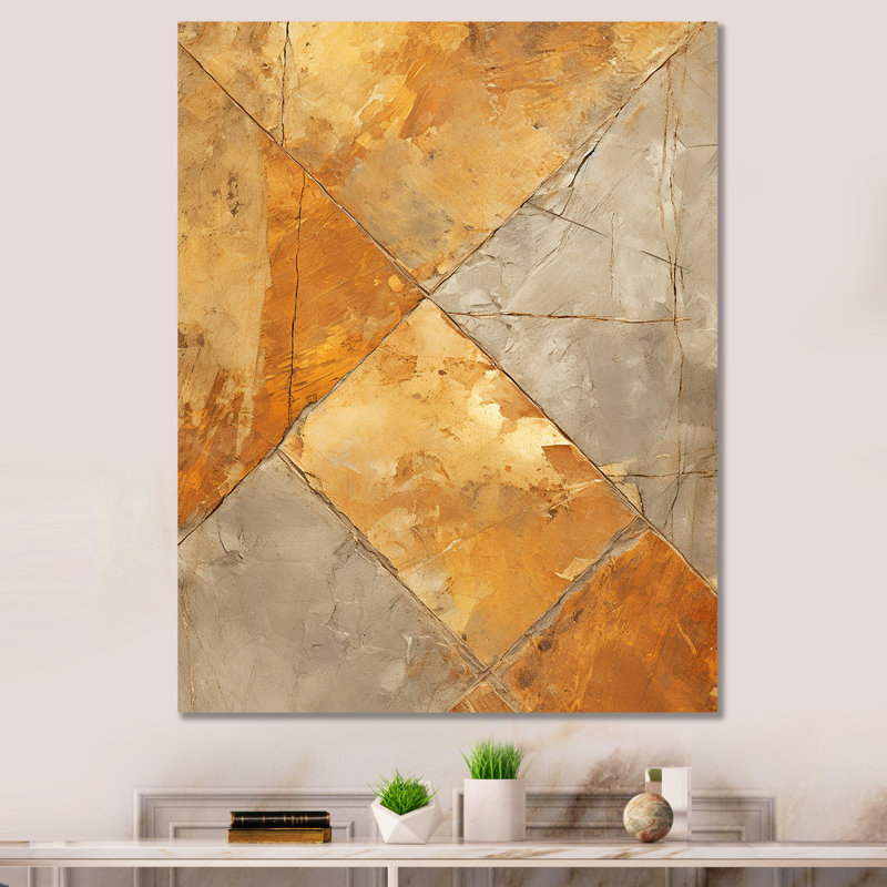 "Charm mosaïque mosaïque abstraite dorée", Toile tendue, H 32 po x l 24 po x P 1 po