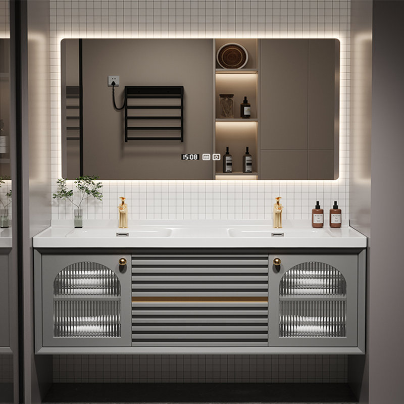 Armoire de salle de bain moderne et luxueuse, Gris, H 19,69 po x l 55,71 po x P 19,69 po