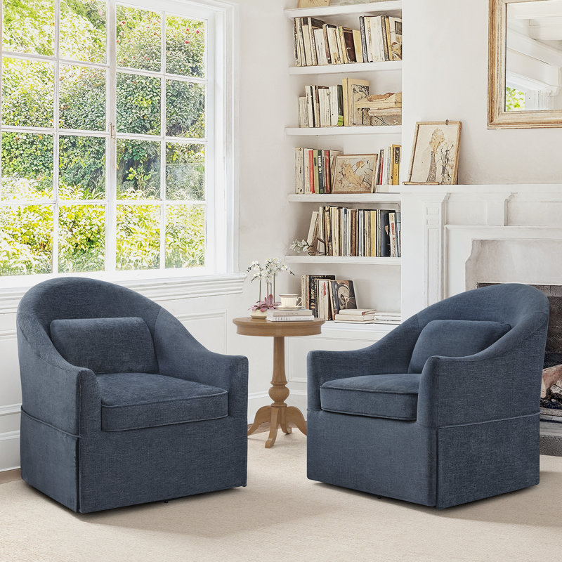 Fauteuil demi-tonneau pivotant Martha (ensemble de 2), Dark Blue