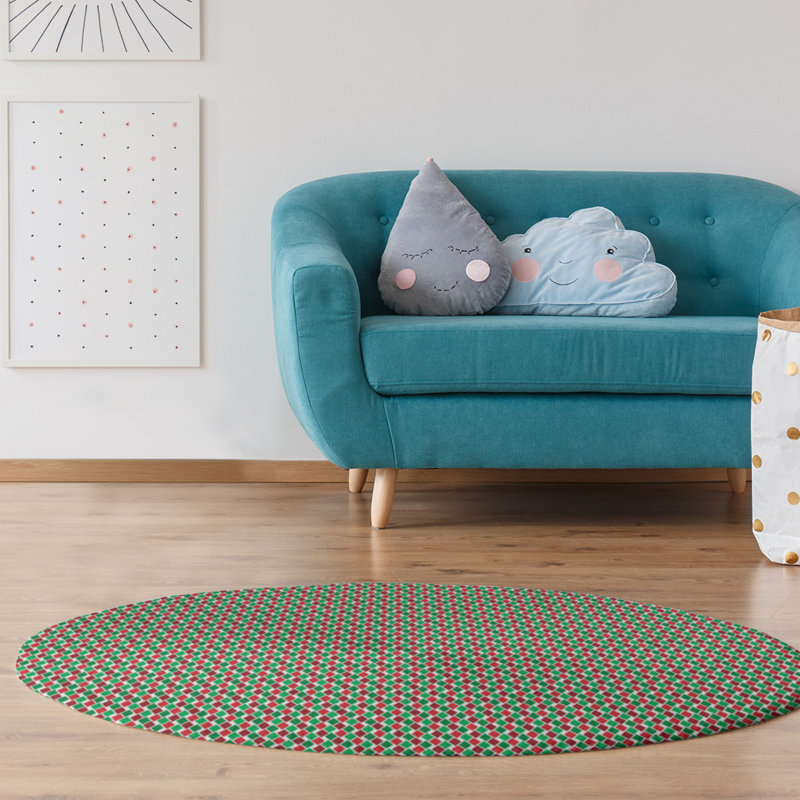 Chenille Geometric Indoor Rug, Round 5'