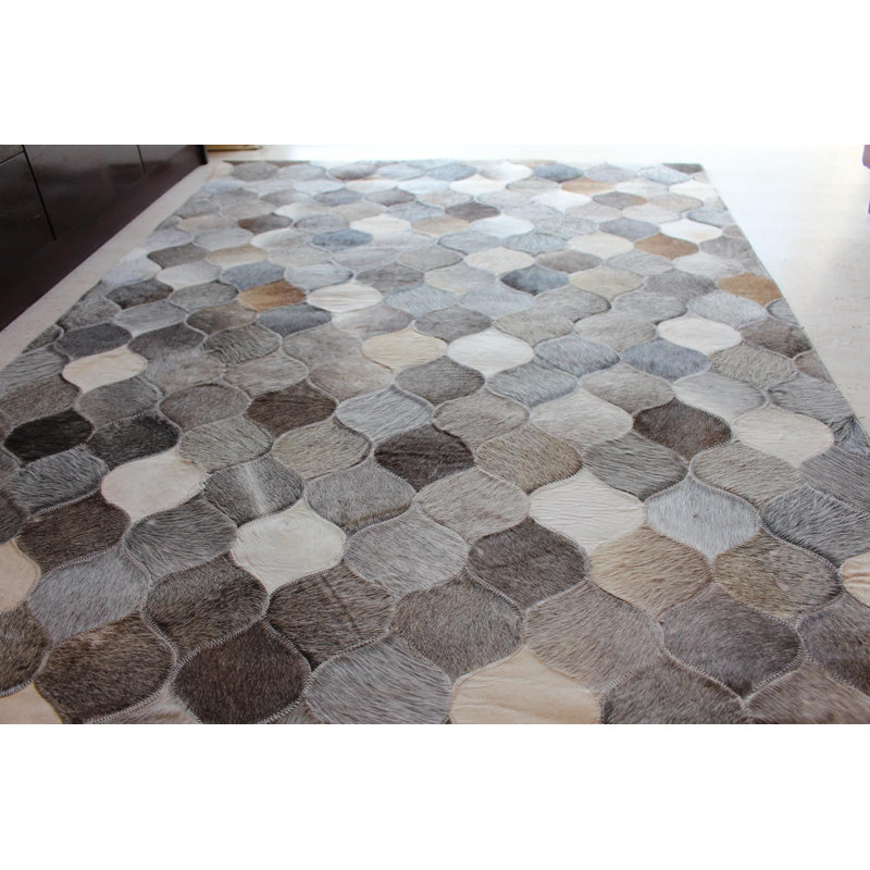 Mckinney Geometric Cowhide Hand Woven Area Rug, Rectangle 180 x 240 cm