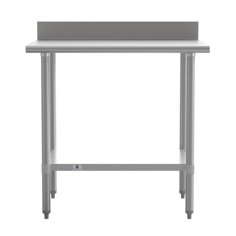 Commercial Stainless Steel Kitchen Prep Table with Adjustable Shelf and Backsplash