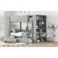 Lit superposé simple au-dessus de simple avec 2 tiroirs et armoires multicouches, gris-121069958