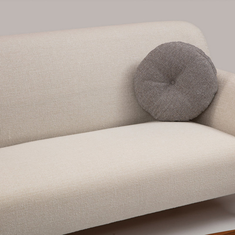 Élégant canapé 3 places, revêtement beige, 86,6 po x 34,3 po x 34,3 po | Structure en bois de hêtre avec carton gris, tissu 100% polyester | Coussins en mousse souple (2 coussins inclus) | Durable et élégant pour les salons modernes
