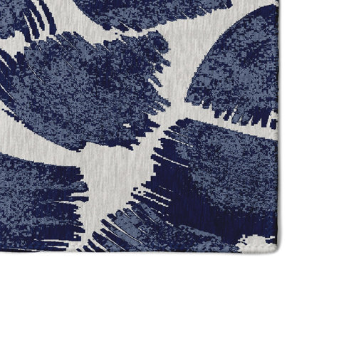 Wrought Studio Almere Abstract Navy Area Rug | Wayfair