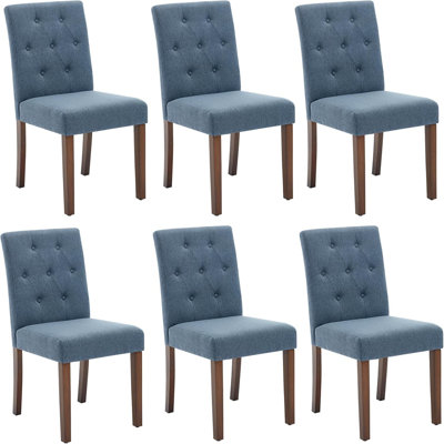 Upholstered Fabric Dining Chairs with Wood Legs & Padded Seats