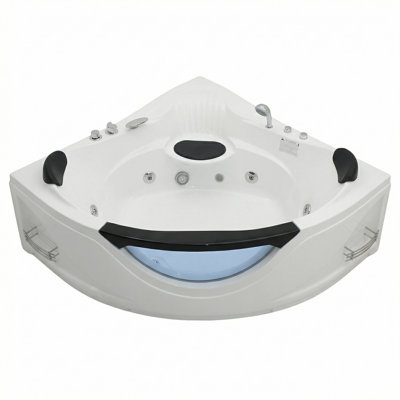 59 in x 59 in Alcove Corner Whirlpool Air Combination Bathtub Acrylic Corner Thermostatic BathTub Massage Tub