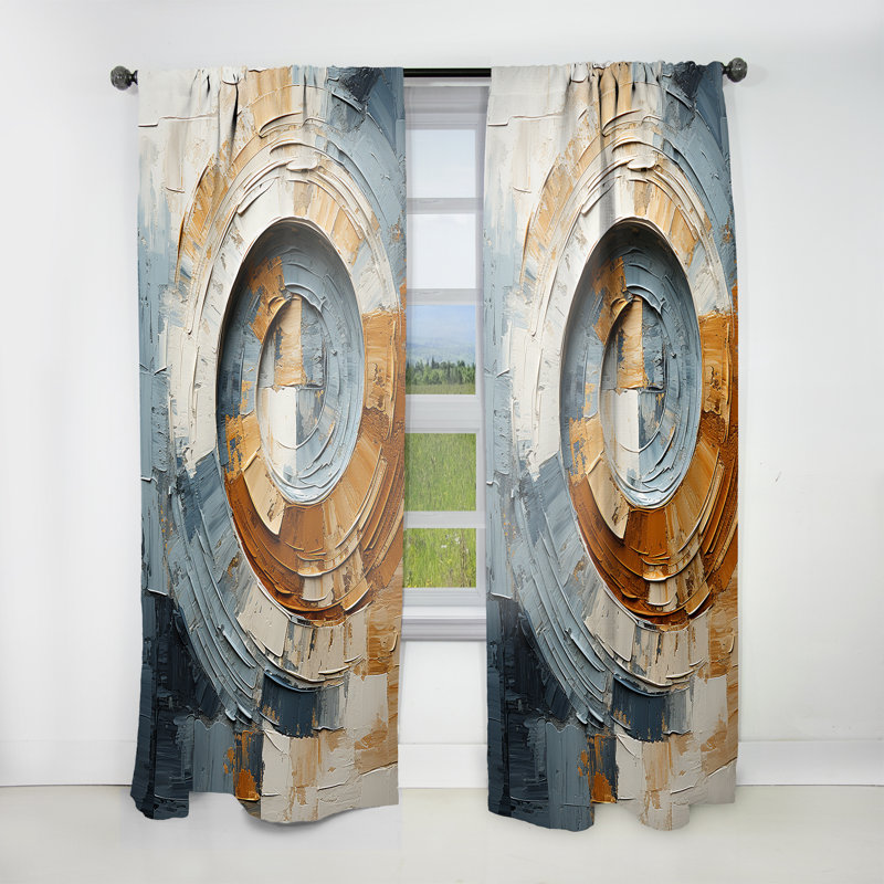 Blue Gold Timeless Turn Vortex - Modern Velvet Curtain - Room Darkening - 1 Panel, 52" W x 90" L