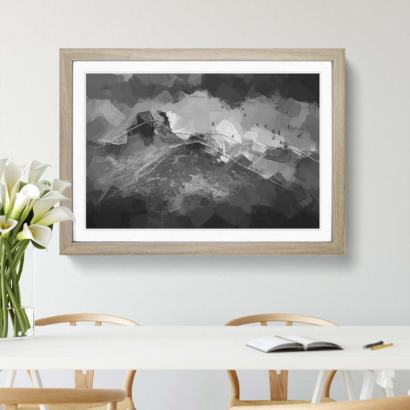 Birds Flying over the Lake District in Abstract - Picture Frame Graphic Art Print, 36cm H x 48cm W x 2cm D, Oak Framed