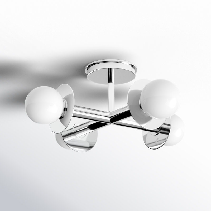 Allegra Glass Semi Flush Mount, Polished Nickel