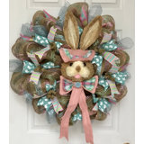 Easter Wreath with Grass Bunny Bonnet