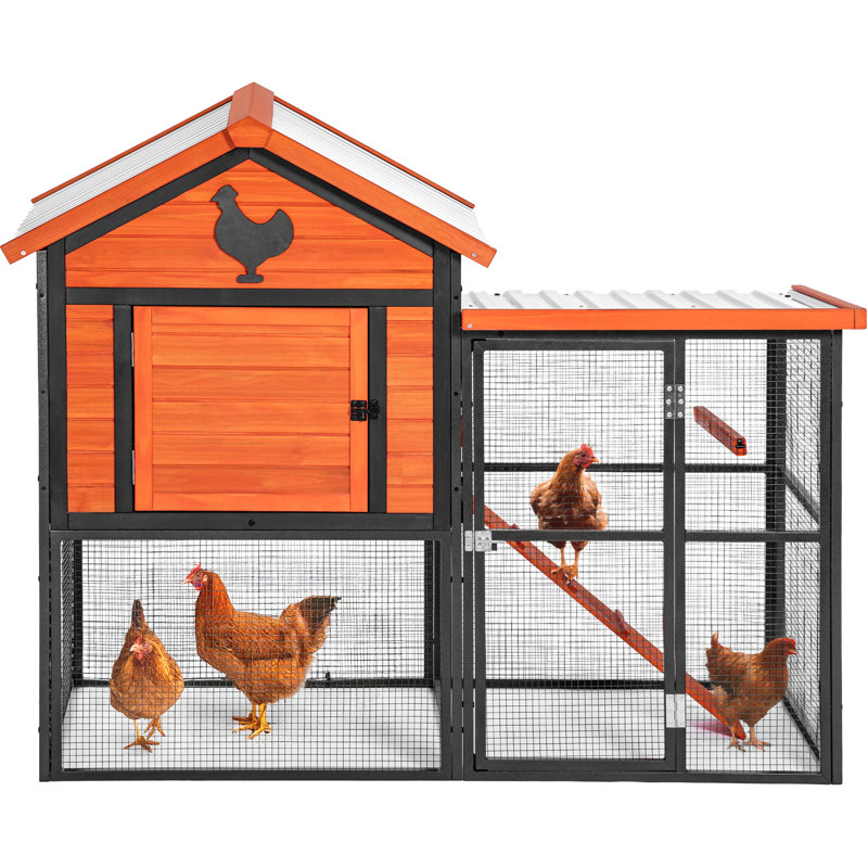 Durable Wood and Iron Chicken Coop, Yellow