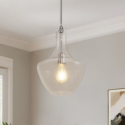 Silver Bubble Glass Pear-Shaped 1-Light Pendant